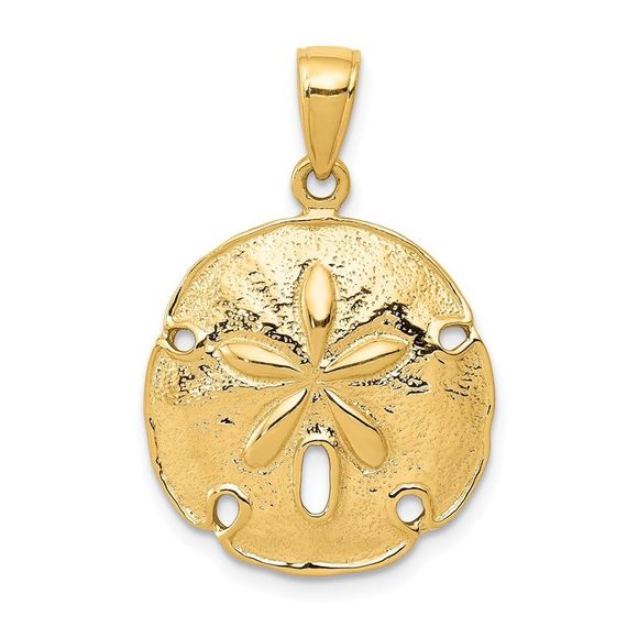 14k Yellow Gold 18mm Sand Dollar Necklace - 20 Inch